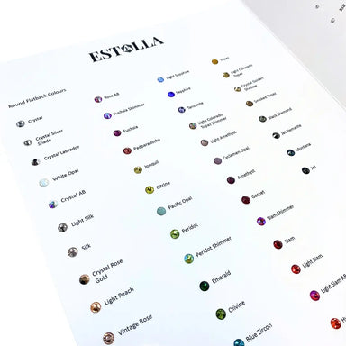 Estella Flat Back Crystals Colour Chart - Bluestreak Crystals